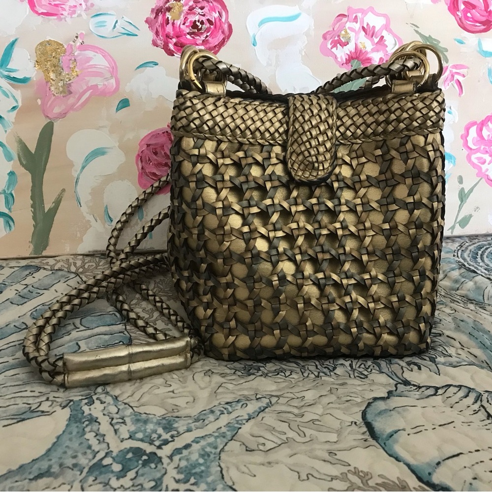 Gold Woven Crossbody Bag